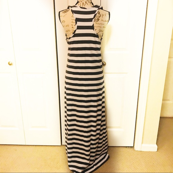 Color Thread Gray & White Striped Racer Back Maxi - Picture 8 of 8
